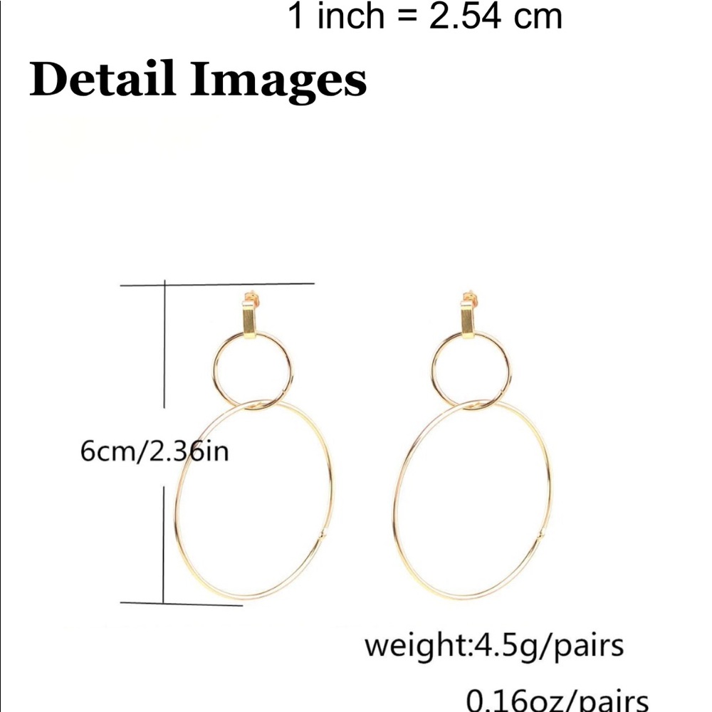 Double Circle Hoop Dangle Earrings Silver - Picture 5 of 5